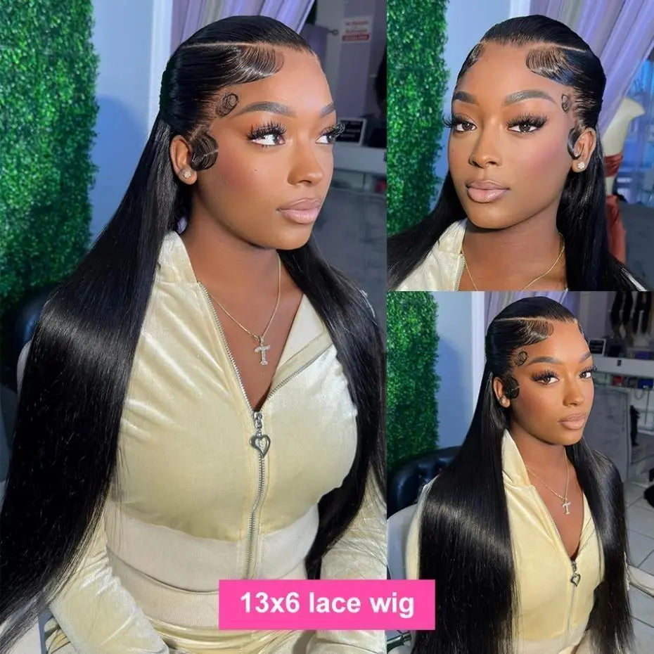 Straight HD Lace Wig – 180% Density, 4x4 Closure & 13x4 / 13x6 Frontal | 30"–36" Remy Human Hair