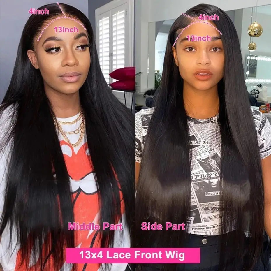 Straight HD Lace Wig – 180% Density, 4x4 Closure & 13x4 / 13x6 Frontal | 30"–36" Remy Human Hair