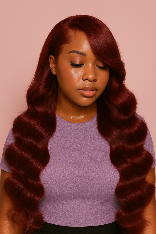 99J Burgundy Human Hair Lace Wig – 13×6 Body Wave, HD Transparent Lace, Pre-Plucked